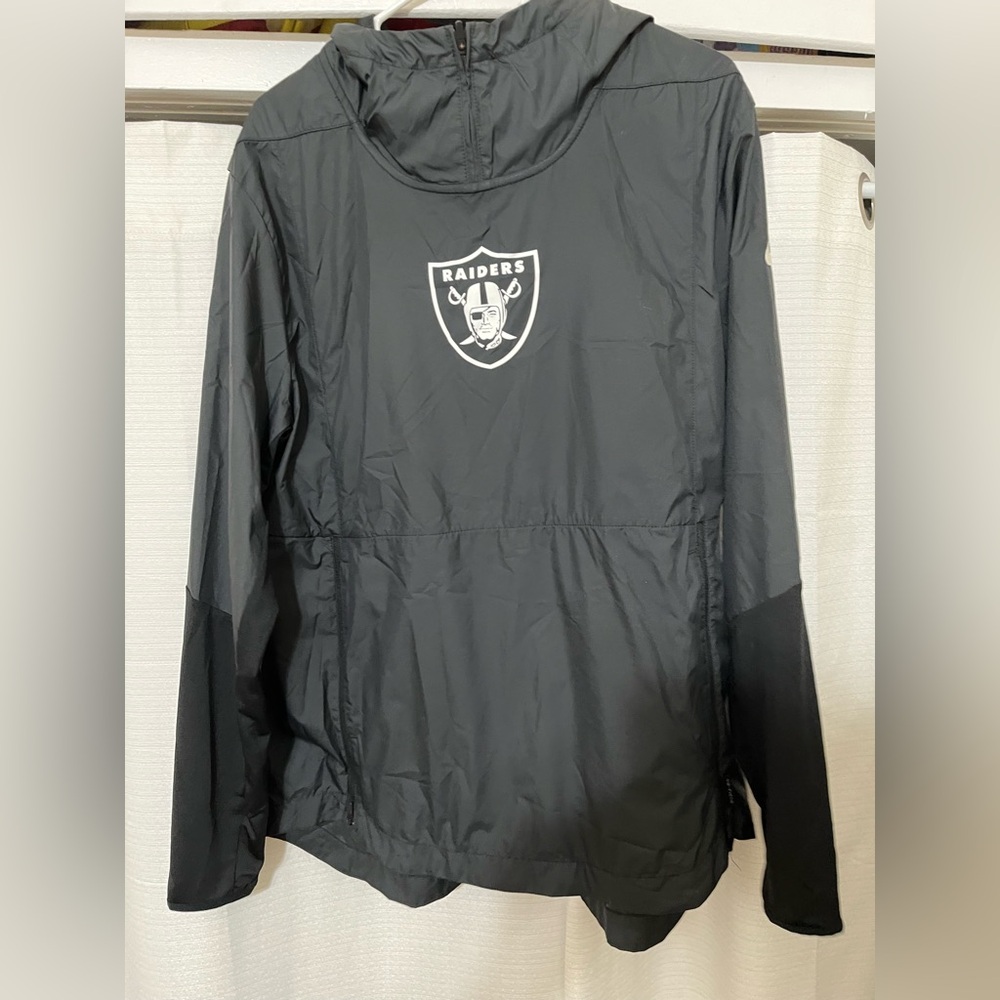 Raiders Jacket NFL Nike Pullover Windbreaker Hoodie Size large